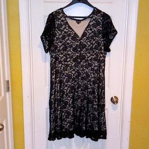 Torrid Black lace dress with nude underlay size 3